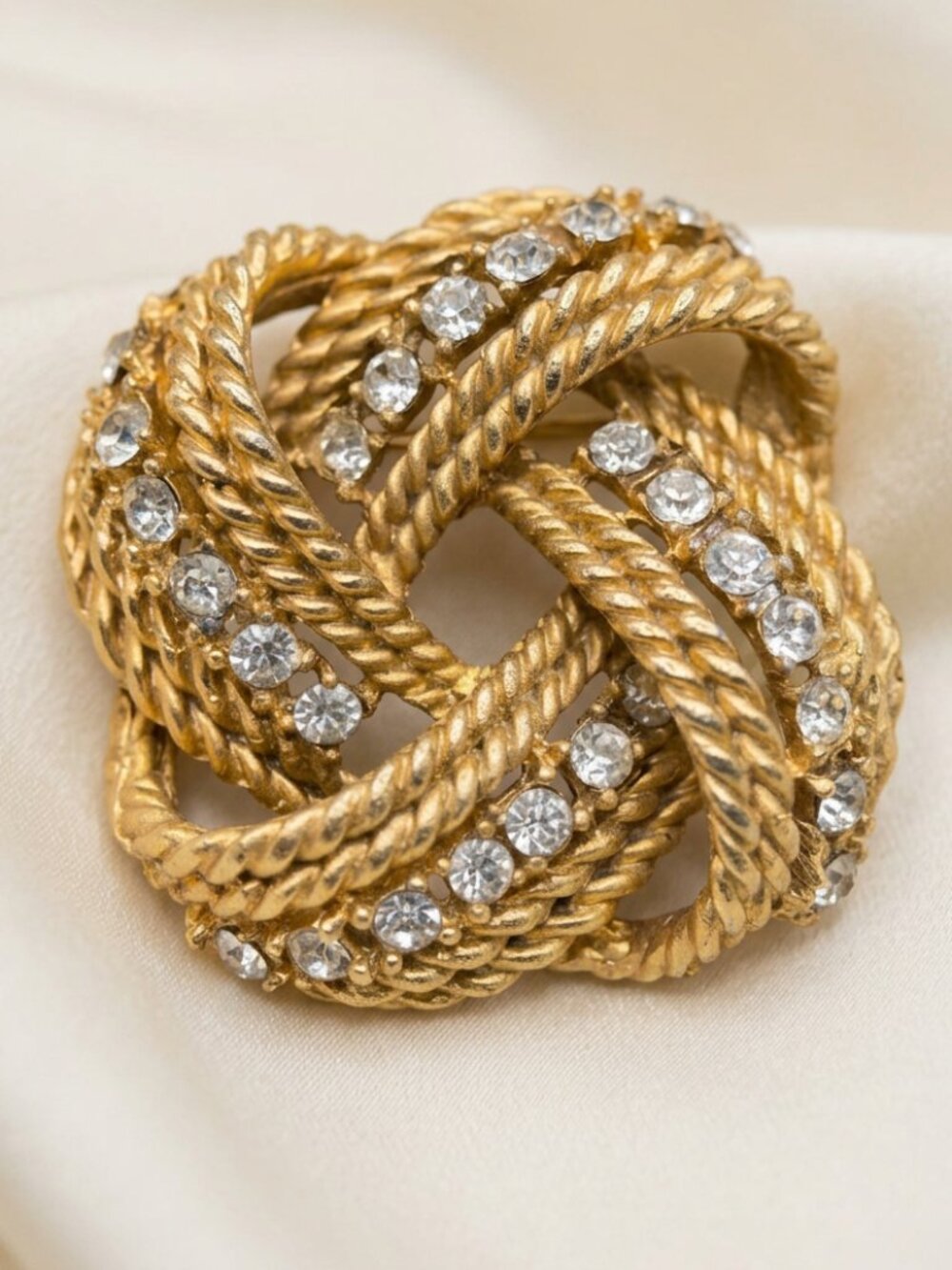 Marcel Boucher Vintage 6590 Love Knot Brooch Clear Rhinestones 1950s Pin - Picture 9 of 9